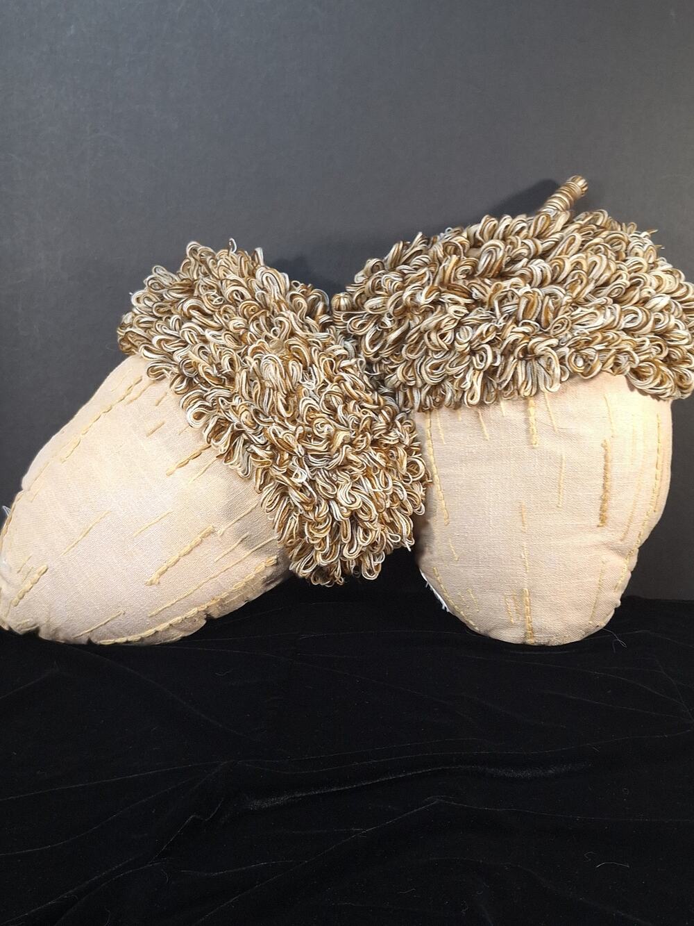 Set of 2 Acorn Shaped Throw Pillows 15x11 Fall Autumn Harvest Cottage Décor